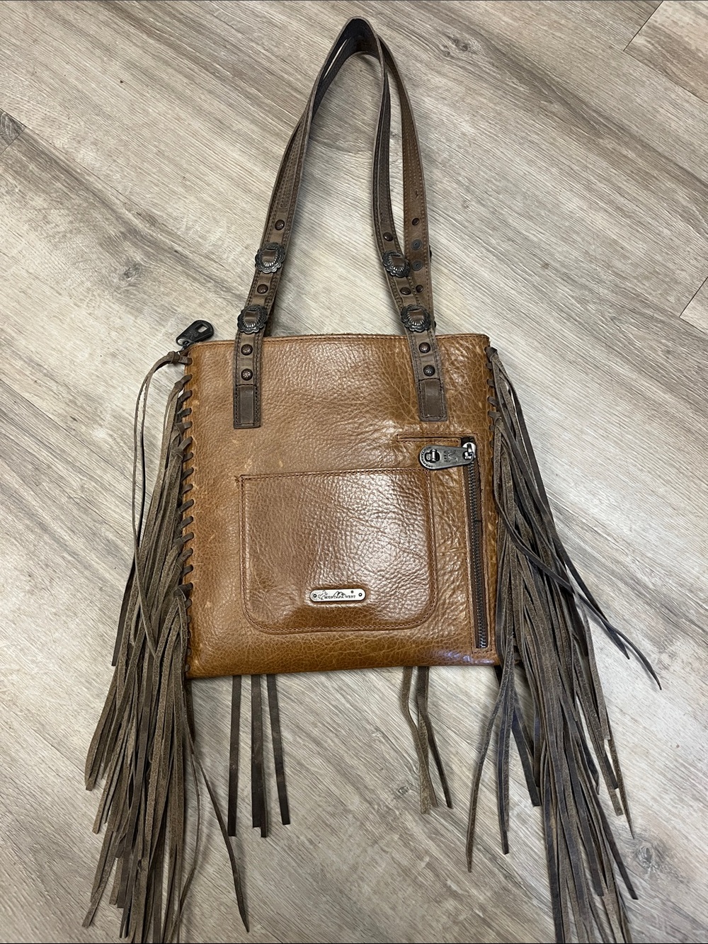 Montana West Brown Fringe Shoulder Bag with Dark Brown Straps